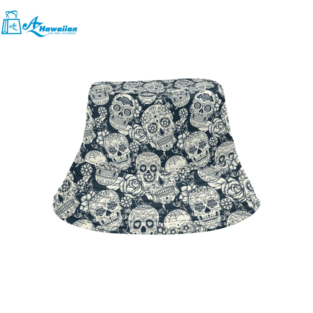 Sugar skull black white pattern Unisex Bucket Hat