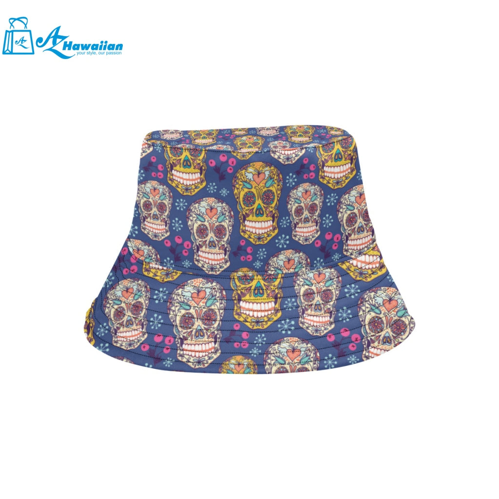 Sugar skull flower pattern Unisex Bucket Hat