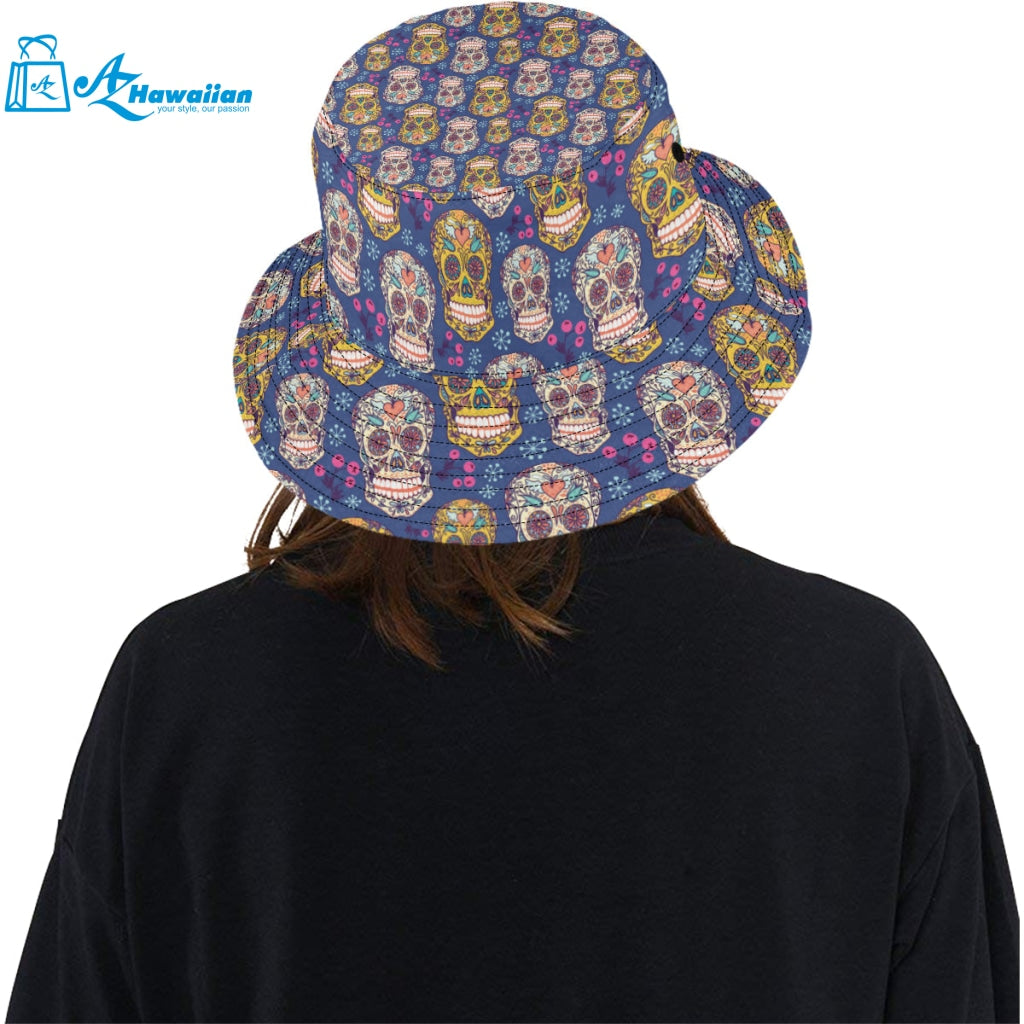 Sugar skull flower pattern Unisex Bucket Hat