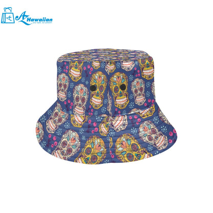 Sugar skull flower pattern Unisex Bucket Hat