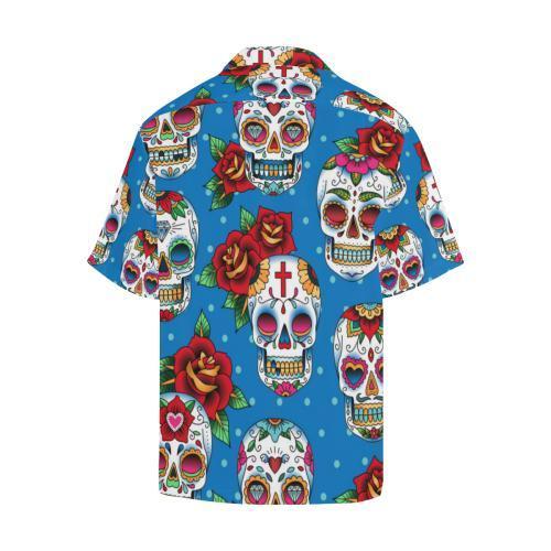 Sugar Skull Rose Pattern Hawaiian Shirt