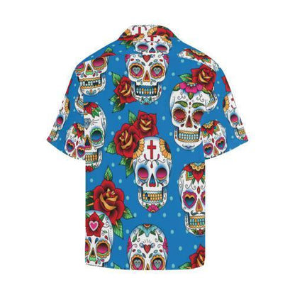 Sugar Skull Rose Pattern Hawaiian Shirt