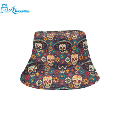 Sugar skulls flower maxican pattern Unisex Bucket Hat