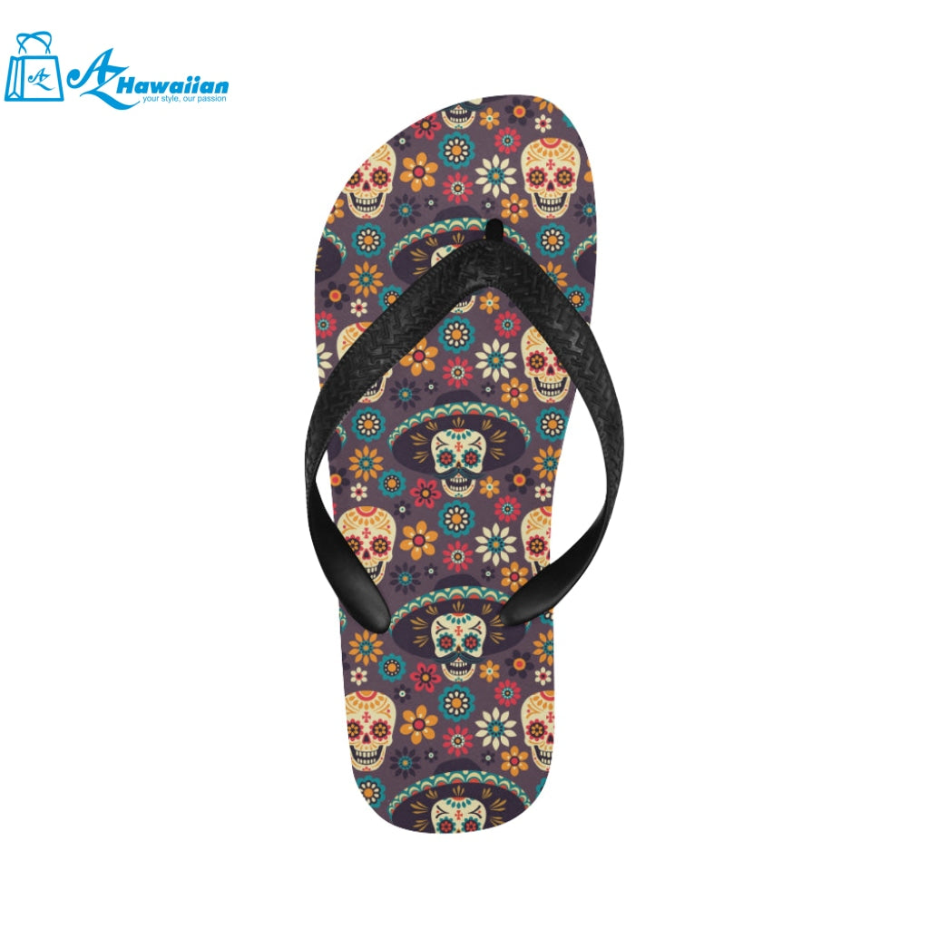 Sugar skulls flower maxican pattern Unisex Flip Flops