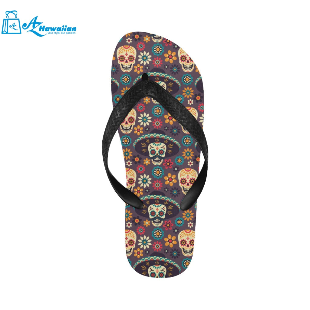 Sugar skulls flower maxican pattern Unisex Flip Flops