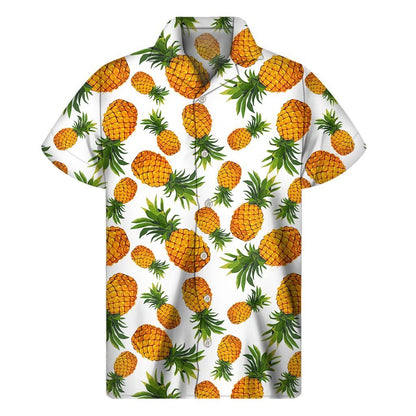 Summer Pineapple Pattern Print Mens Short Sleeve Shirt Hawaiian
