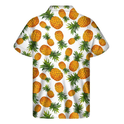 Summer Pineapple Pattern Print Mens Short Sleeve Shirt Hawaiian