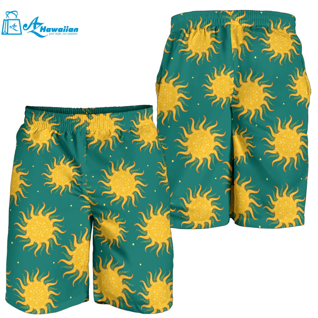 Sun Green Background Men Shorts