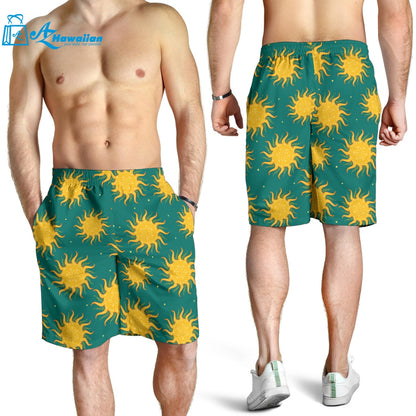 Sun Green Background Men Shorts