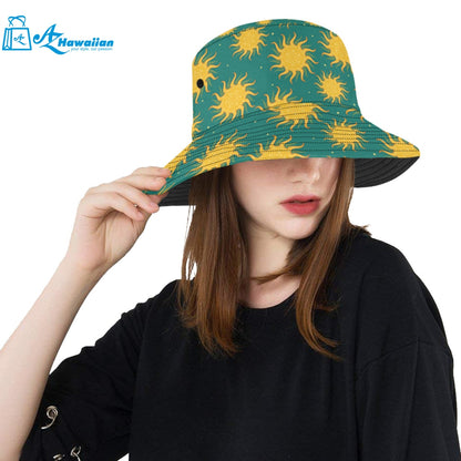 Sun green background Unisex Bucket Hat