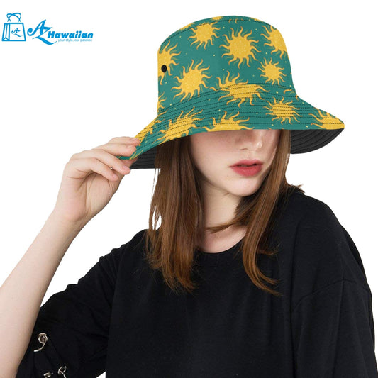 Sun green background Unisex Bucket Hat