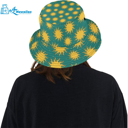 Sun green background Unisex Bucket Hat