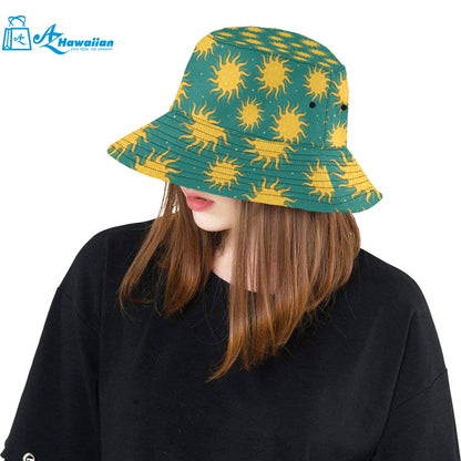 Sun green background Unisex Bucket Hat