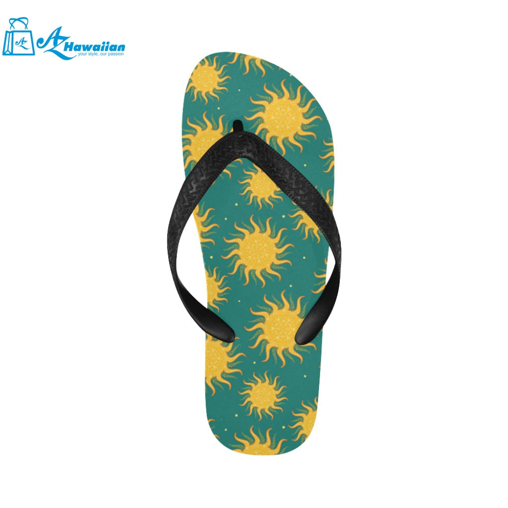 Sun green background Unisex Flip Flops