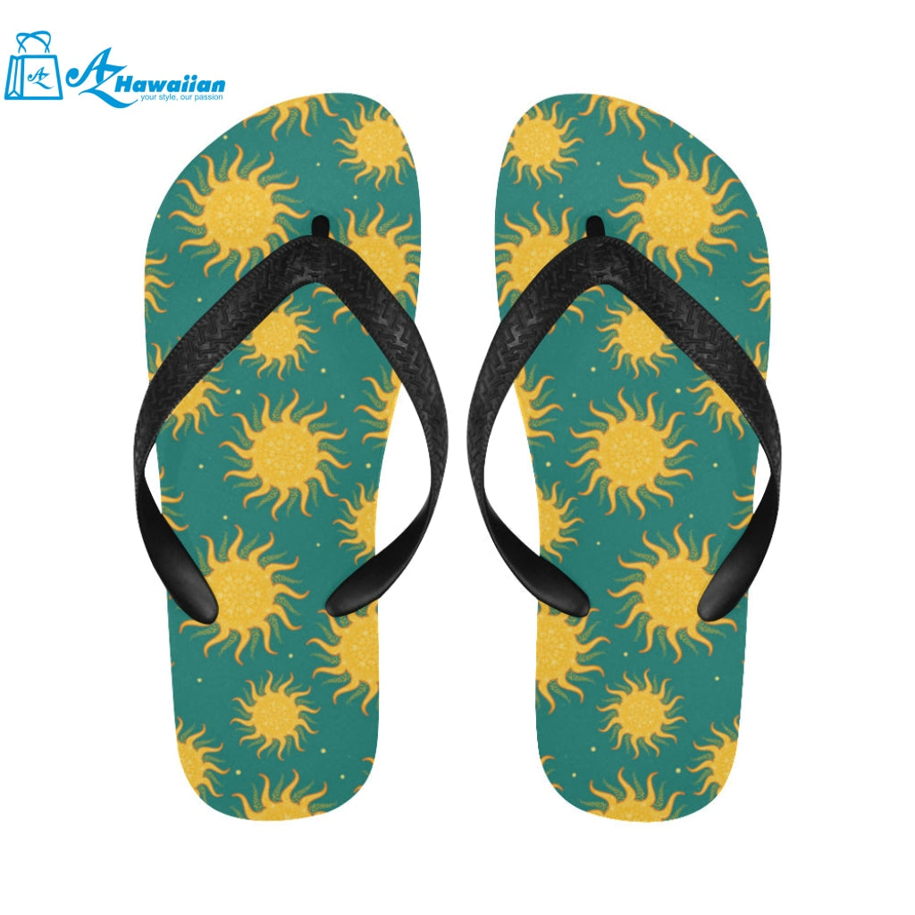 Sun green background Unisex Flip Flops