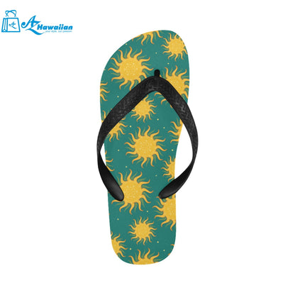 Sun green background Unisex Flip Flops