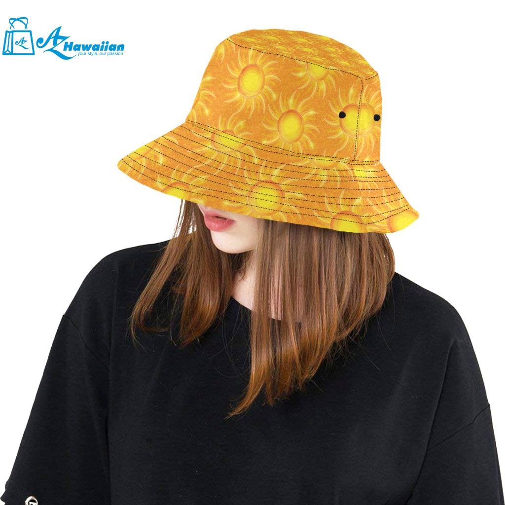 Sun orange background Unisex Bucket Hat