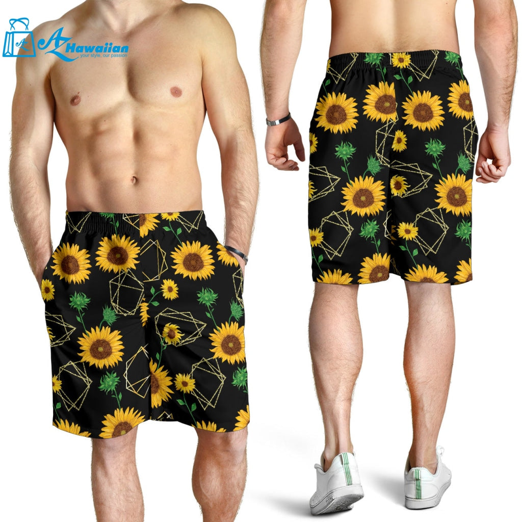 Sunflower Golden Polygonal Shapes Men Shorts