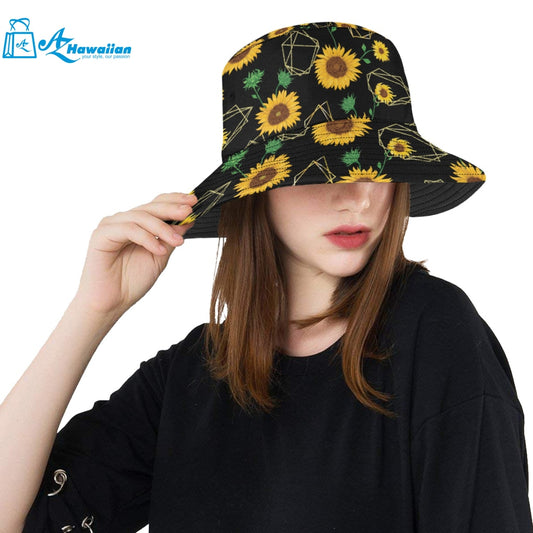 sunflower golden polygonal shapes Unisex Bucket Hat