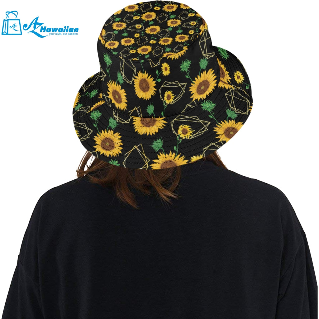 sunflower golden polygonal shapes Unisex Bucket Hat