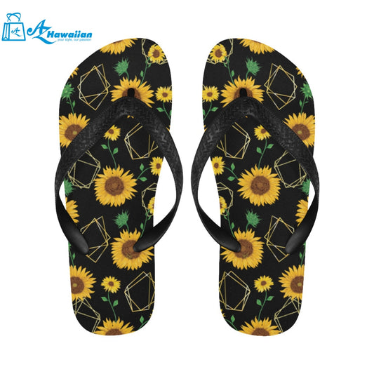 sunflower golden polygonal shapes Unisex Flip Flops