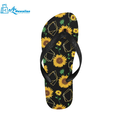 sunflower golden polygonal shapes Unisex Flip Flops