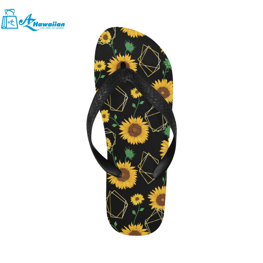 sunflower golden polygonal shapes Unisex Flip Flops