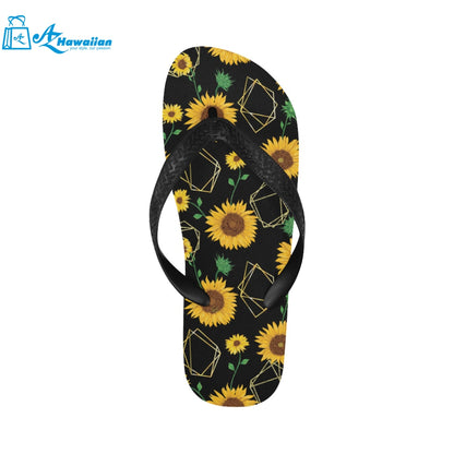 sunflower golden polygonal shapes Unisex Flip Flops