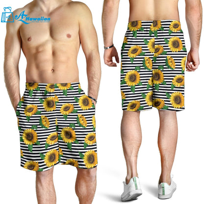 Sunflowers Ribbon Background Men Shorts