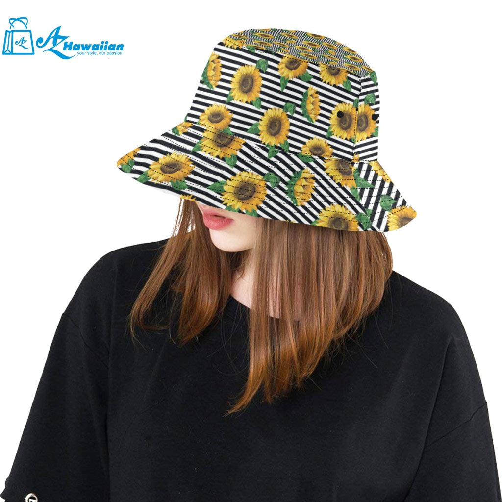 sunflowers ribbon background Unisex Bucket Hat