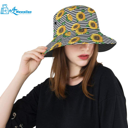 sunflowers ribbon background Unisex Bucket Hat