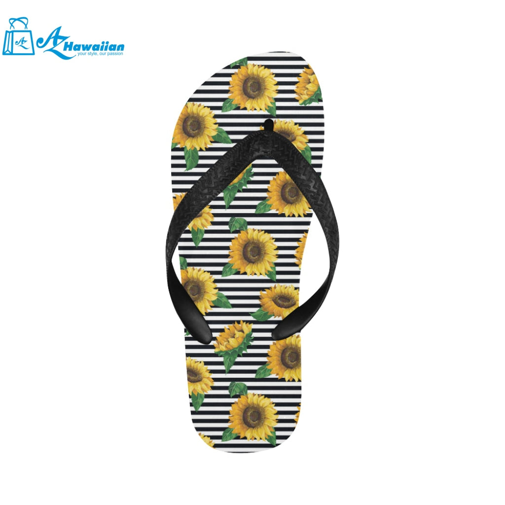 sunflowers ribbon background Unisex Flip Flops