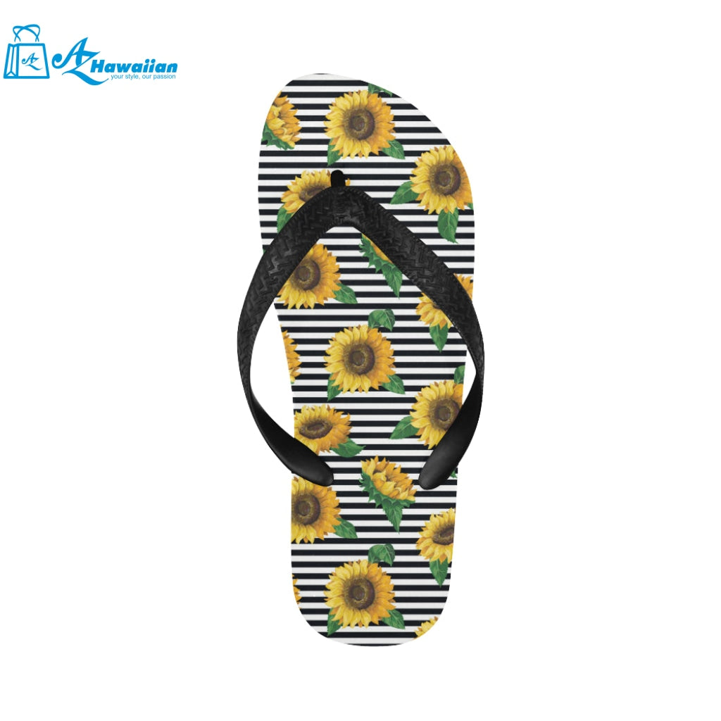 sunflowers ribbon background Unisex Flip Flops