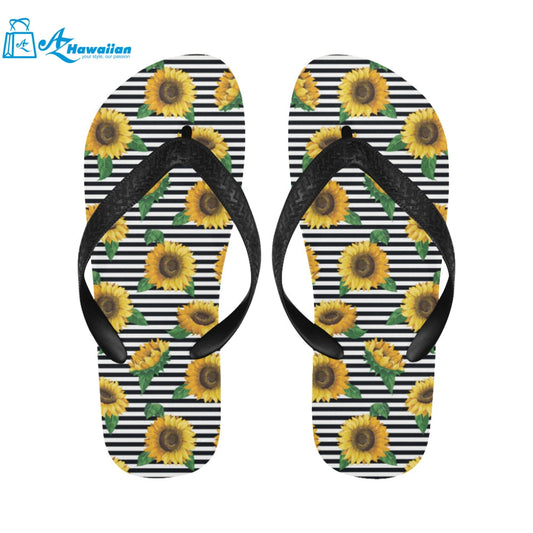 sunflowers ribbon background Unisex Flip Flops