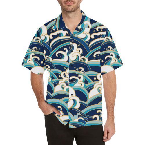 Surf Wave Pattern Hawaiian Shirt