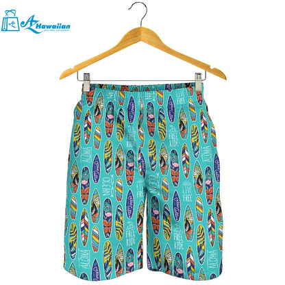 Surfboard Pattern Print Design 05 Men Shorts