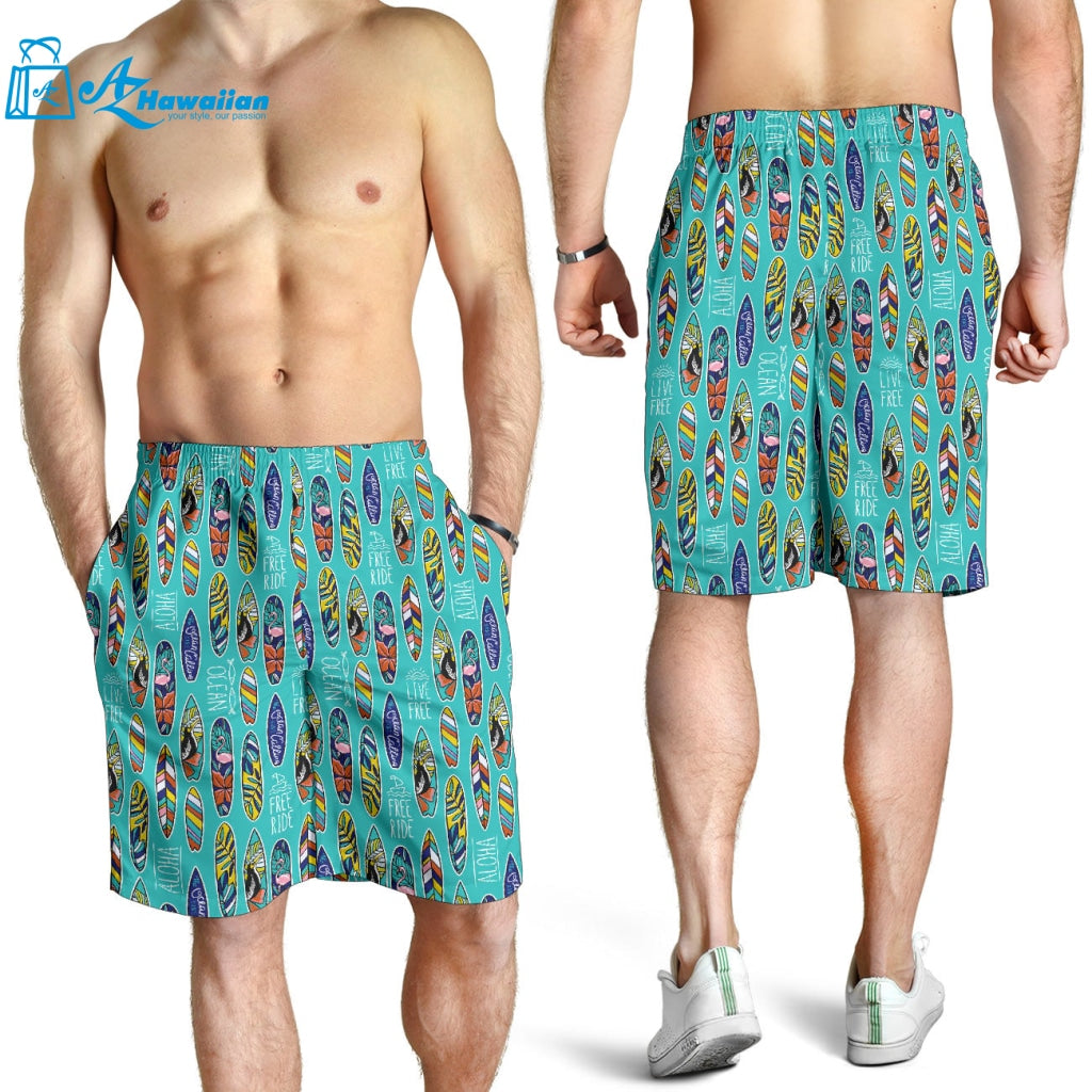 Surfboard Pattern Print Design 05 Men Shorts