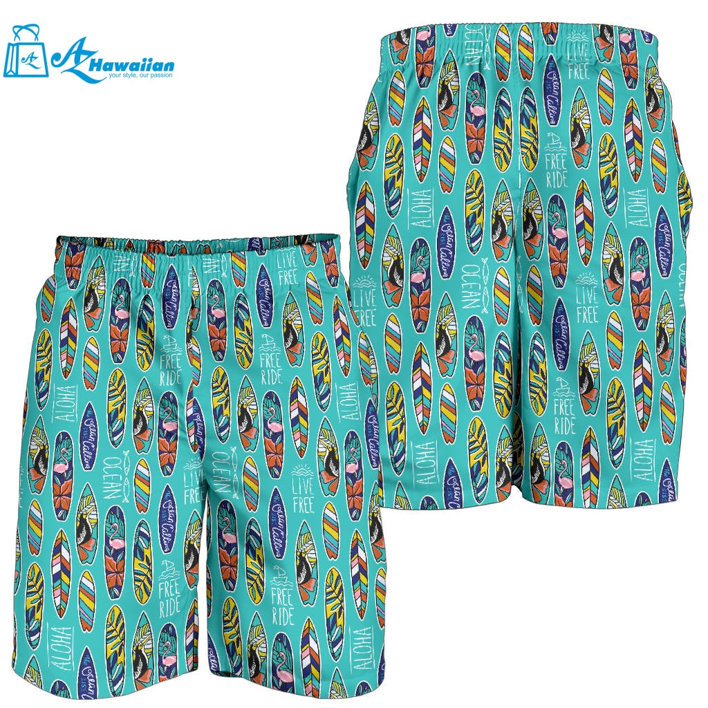 Surfboard Pattern Print Design 05 Men Shorts