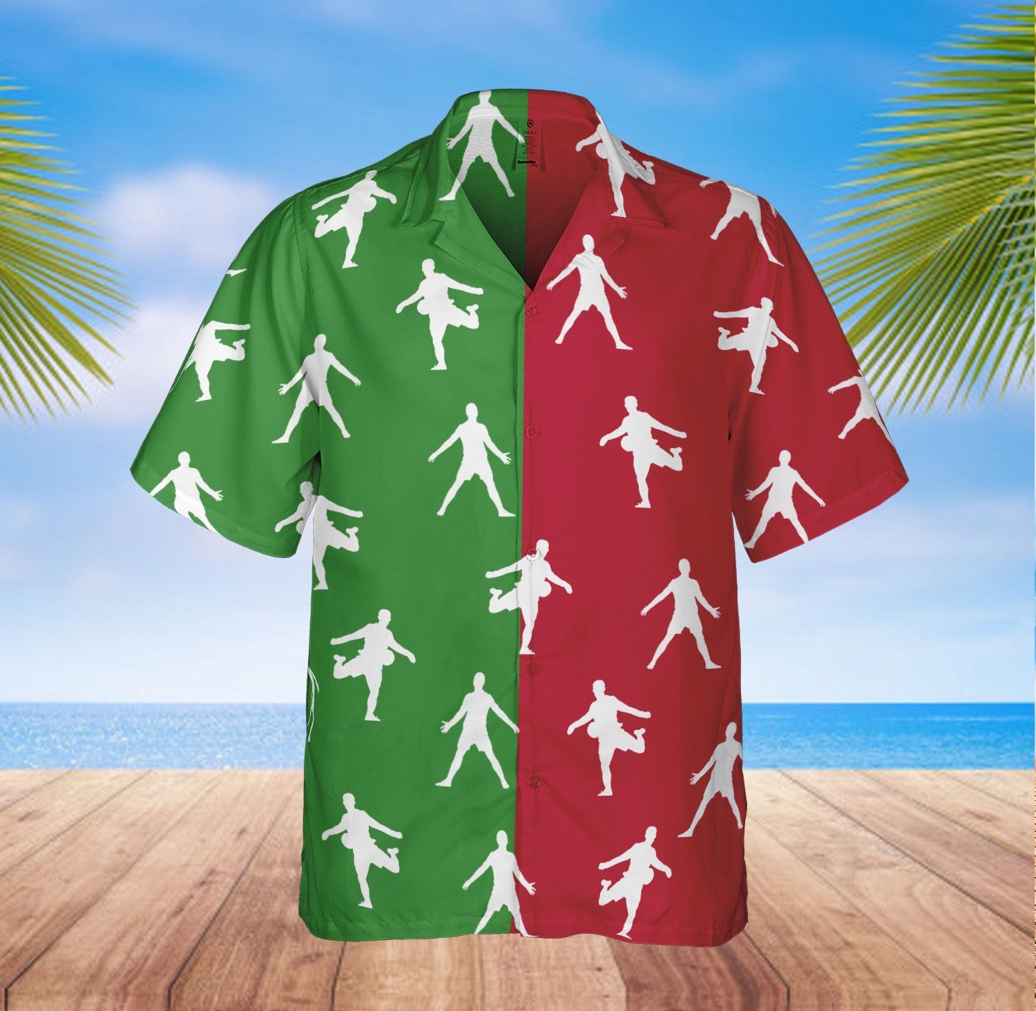 Football Fans Beach Shirt - Green Red Hawaiian