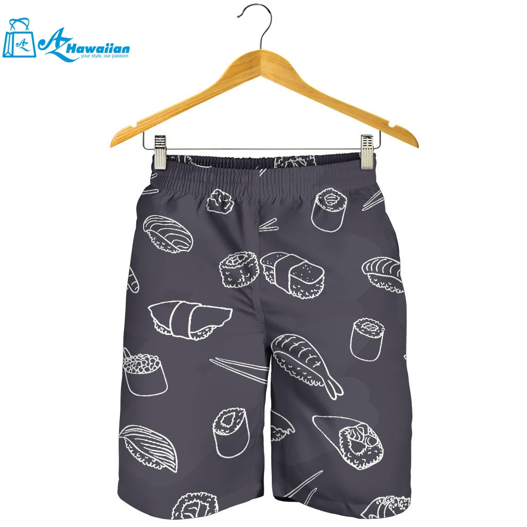 Sushi Pattern Black Background Men Shorts