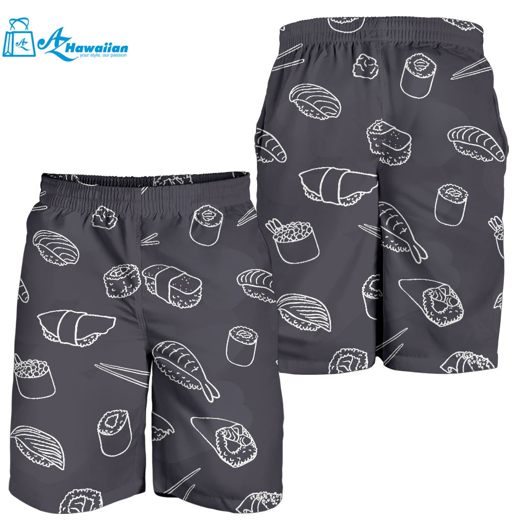 Sushi Pattern Black Background Men Shorts