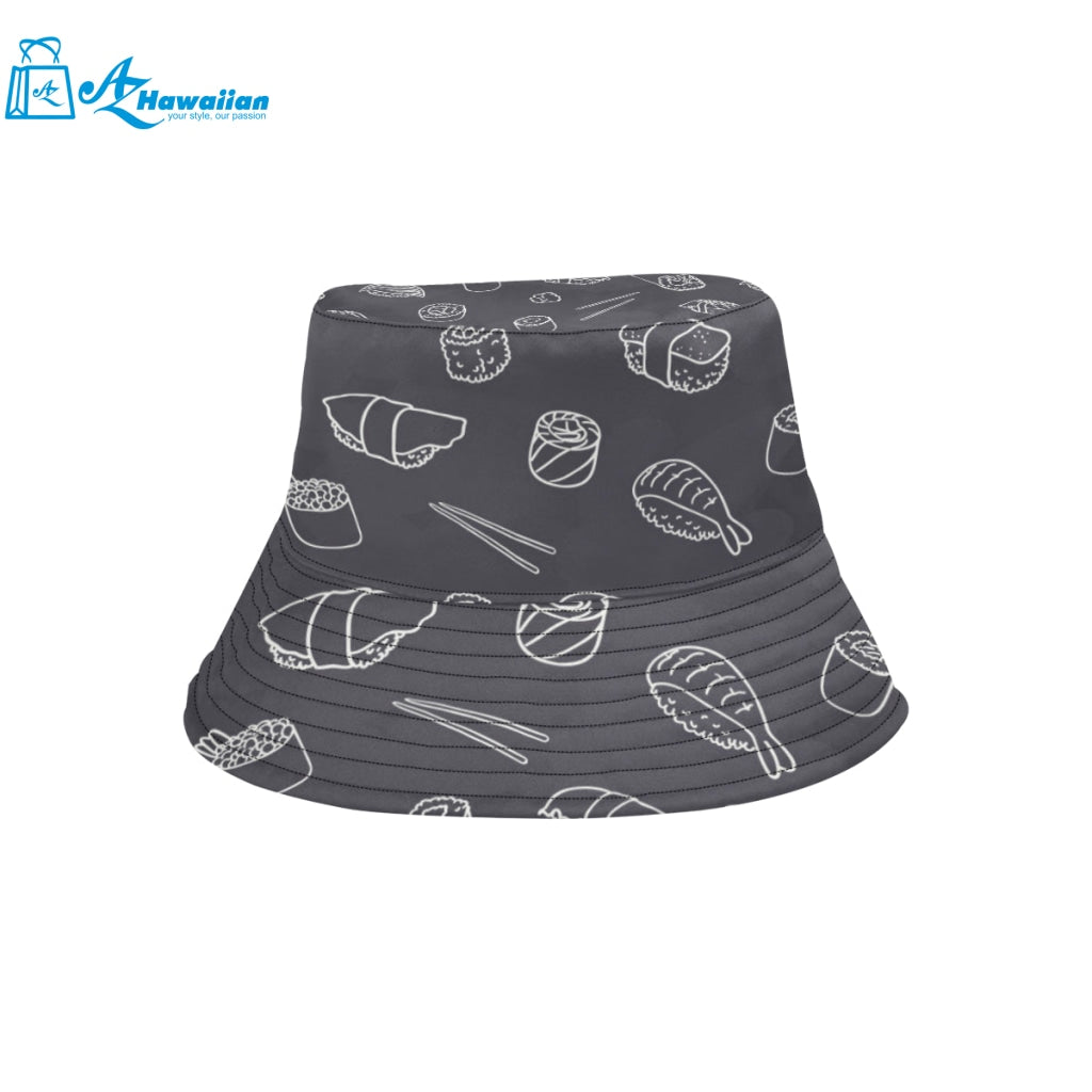 sushi pattern black background Unisex Bucket Hat