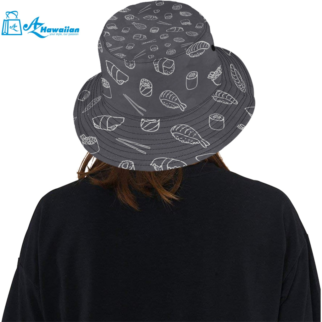 sushi pattern black background Unisex Bucket Hat