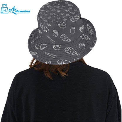 sushi pattern black background Unisex Bucket Hat