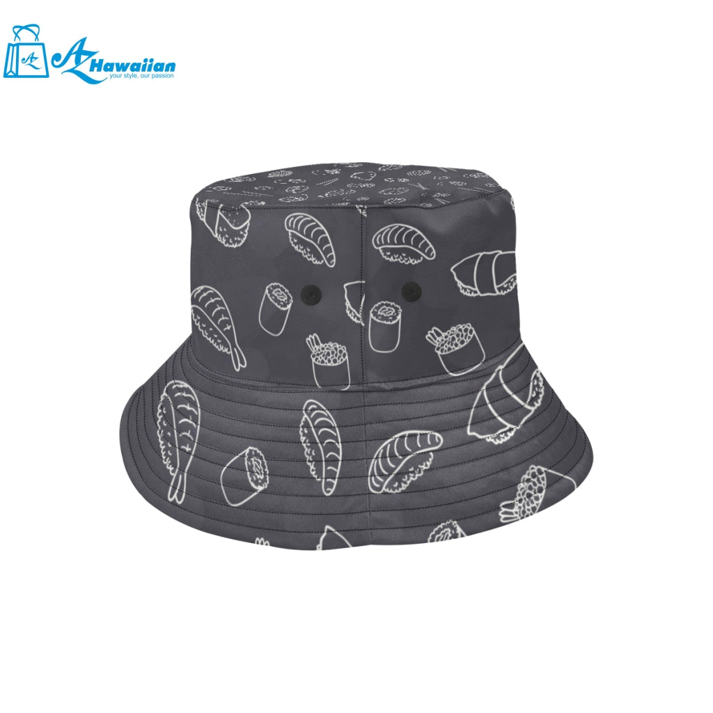 sushi pattern black background Unisex Bucket Hat