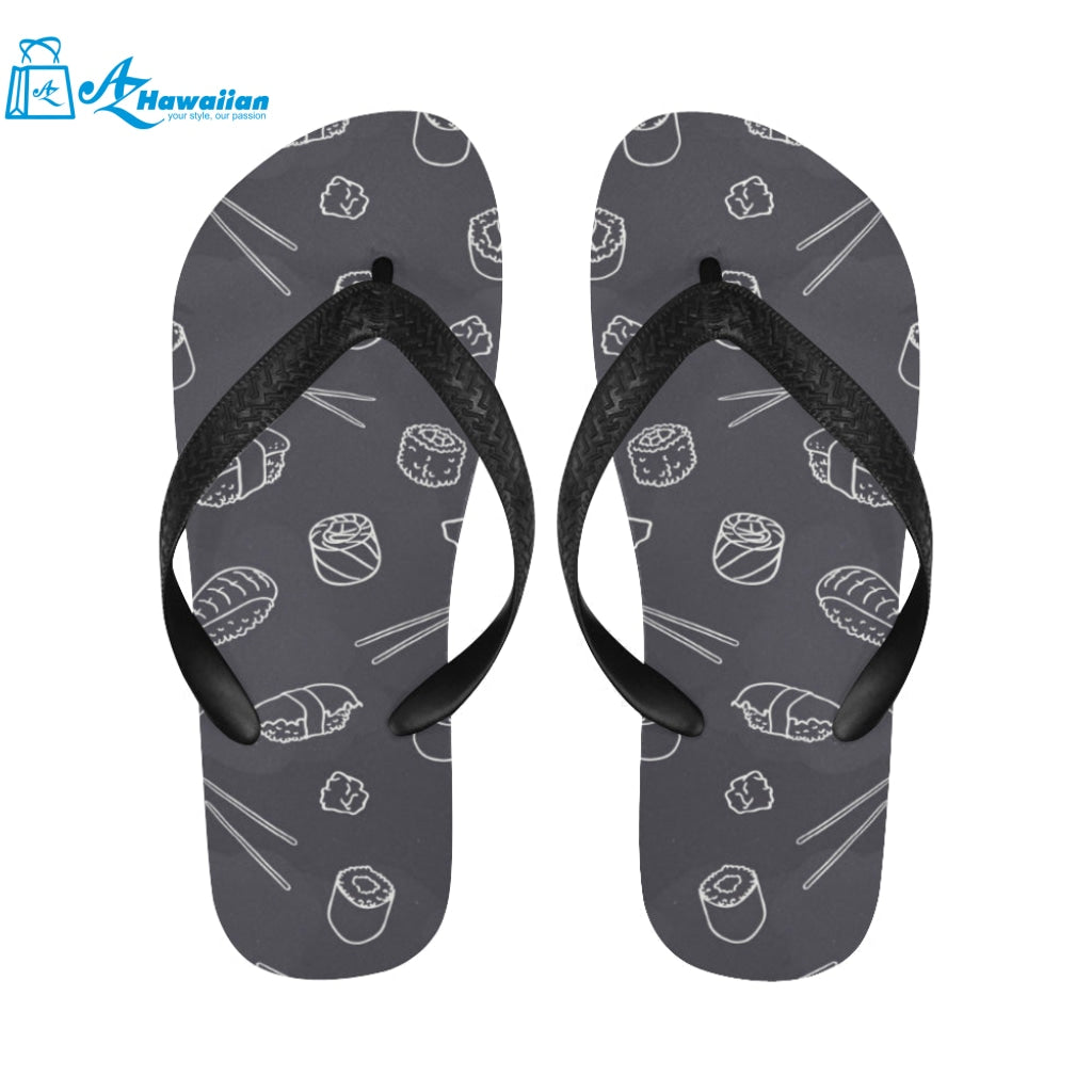 sushi pattern black background Unisex Flip Flops