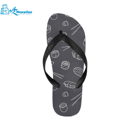 sushi pattern black background Unisex Flip Flops