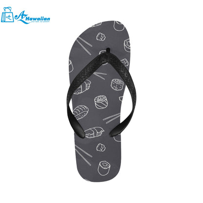 sushi pattern black background Unisex Flip Flops