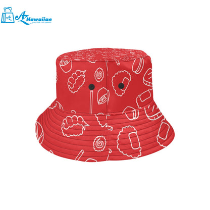 sushi pattern red background Unisex Bucket Hat