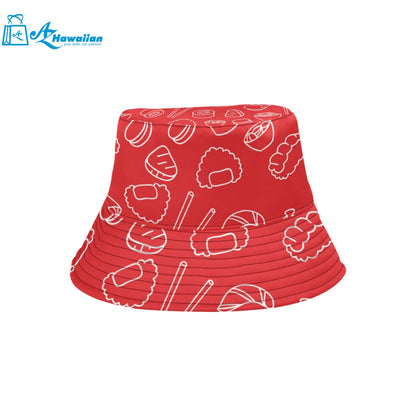 sushi pattern red background Unisex Bucket Hat